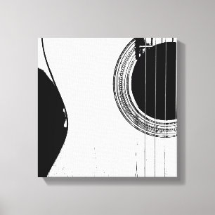 Lienzo Guitar Resumen moderno negro y blanco