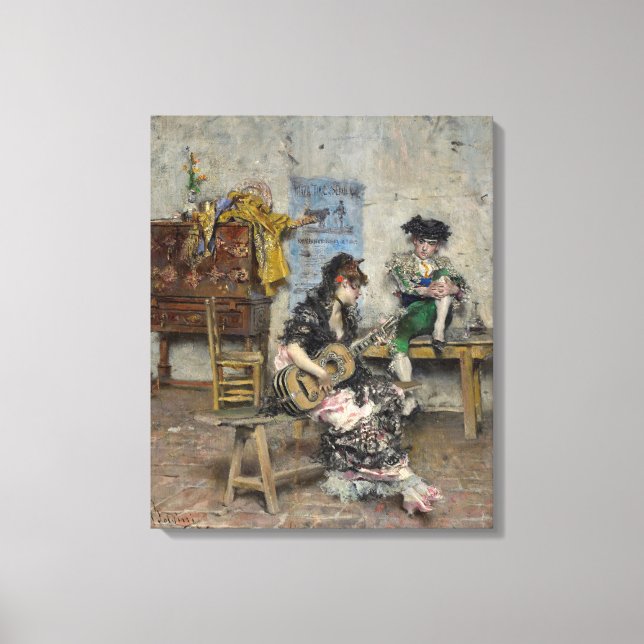 Lienzo Guitarista Flamenco (Jugadora Española De Guitarra (Anverso)