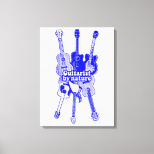 Lienzo Guitarista por naturaleza. Guitarra azul vintage