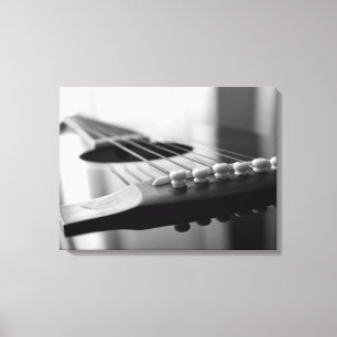 Lienzo Guitarra acústica Ángulo de las cadenas en blanco