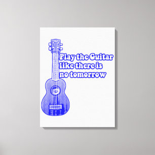 Lienzo Guitarra azul vintage con palabras inspiradoras