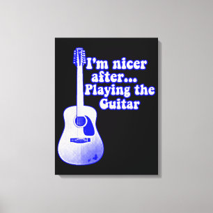 Lienzo Guitarra azul vintage con una cita positiva