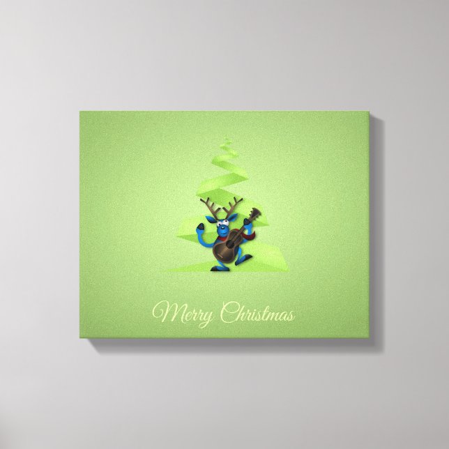 Lienzo Guitarra de baile de renos Árbol de Navidad (Anverso)