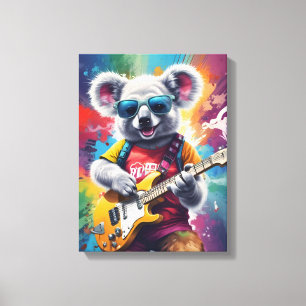 Lienzo Guitarra de Koala, grafitis de rock