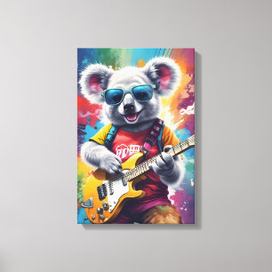 Lienzo Guitarra de Koala, grafitis de rock