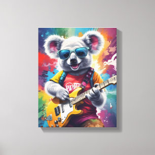 Lienzo Guitarra de Koala, grafitis de rock