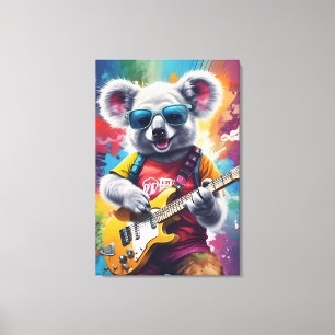 Lienzo Guitarra de Koala, grafitis de rock