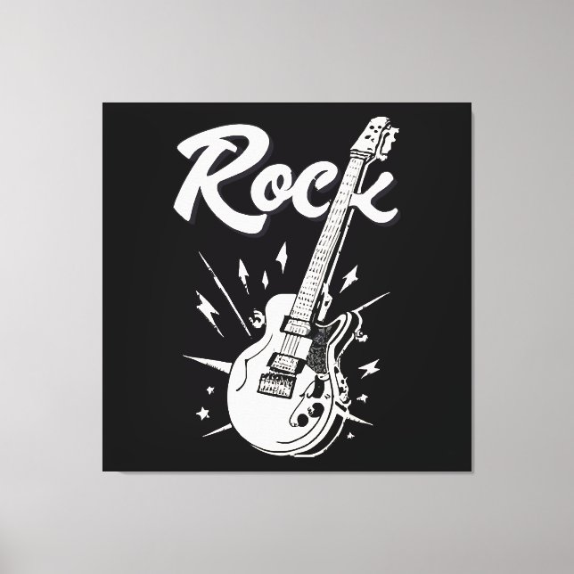 Lienzo Guitarra eléctrica con palabra rock (Anverso)