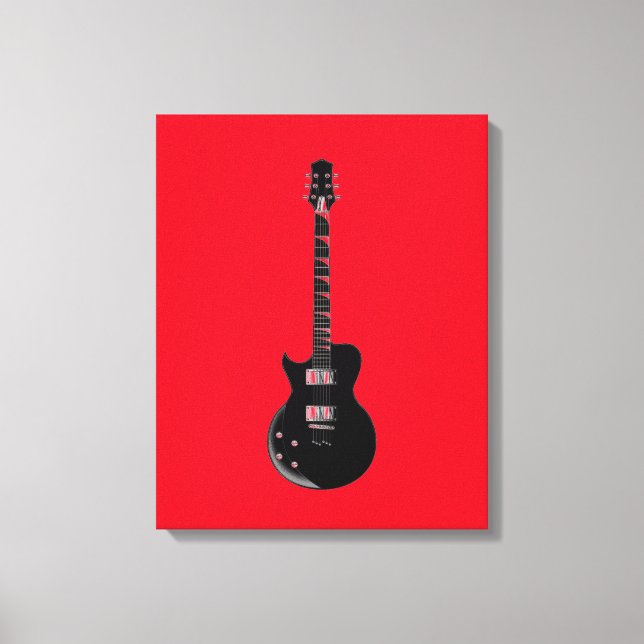Lienzo Guitarra eléctrica de pop negro rojo (Anverso)
