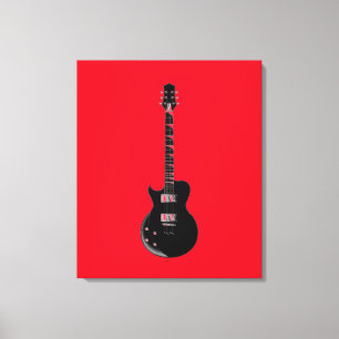 Lienzo Guitarra eléctrica de pop negro rojo