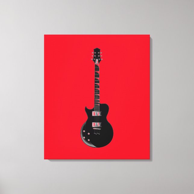 Lienzo Guitarra eléctrica de pop negro rojo (Anverso)