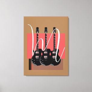 Lienzo Guitarra Eléctrica Pop Art Monograma Inicial