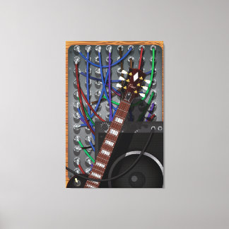 Lienzo Guitarra electrónica y amplificador musical