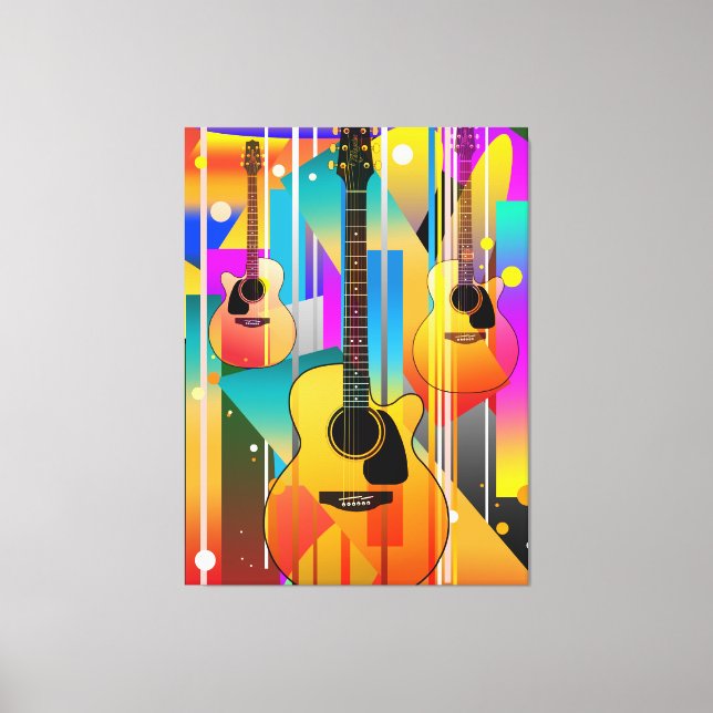 Lienzo Guitarra Geométrica Contemporánea Moderna  (Anverso)
