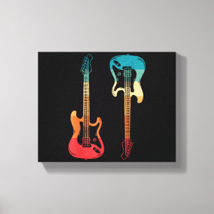 Lienzo Guitarra Retro Guitarrista Bajo Eléctrico Rock M