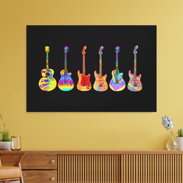 Lienzo Guitars Colorful Musical Instruments (Insitu (Sala de estar))