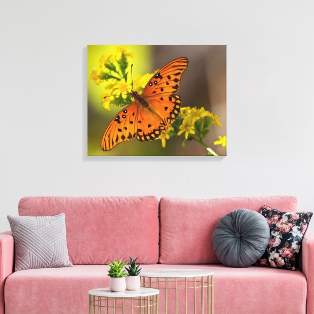 Lienzo Gulf Fritillary también conocida como Mariposa de  (Insitu (Sala de estar))