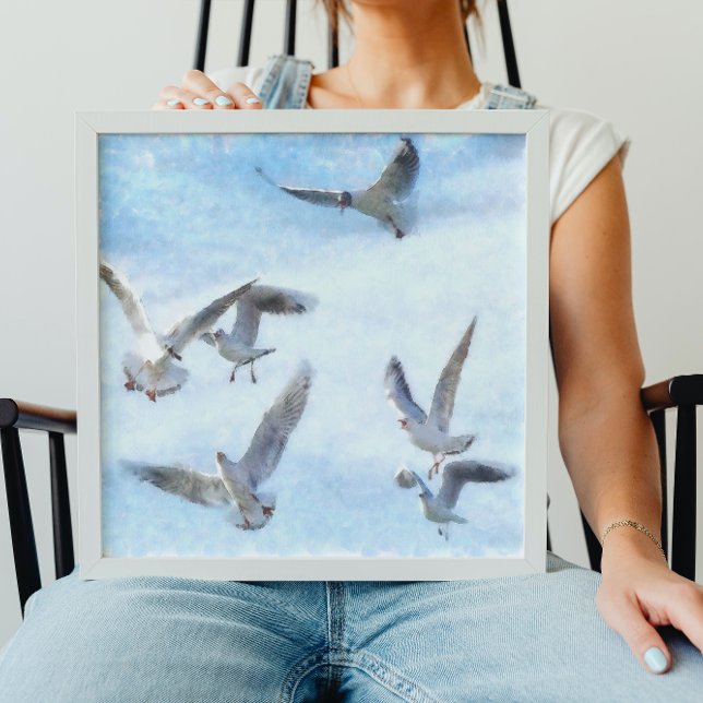 Lienzo Gulls En Acuarela De Vuelo (Subido por el creador)
