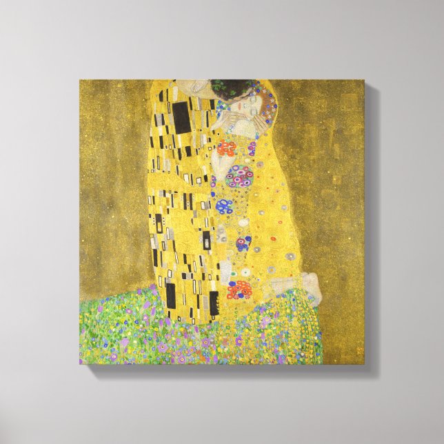 Lienzo Gustav Klimt - El beso (Anverso)