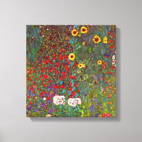 Gustav Klimt Farm Garden con canvas de girasoles