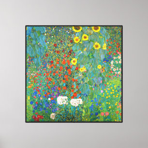 Lienzo Gustav Klimt - Jardín de granja con girasoles