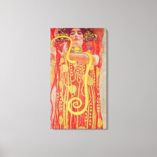 Lienzo Gustav Klimt Red Woman Gold Snake Pintura (Anverso)