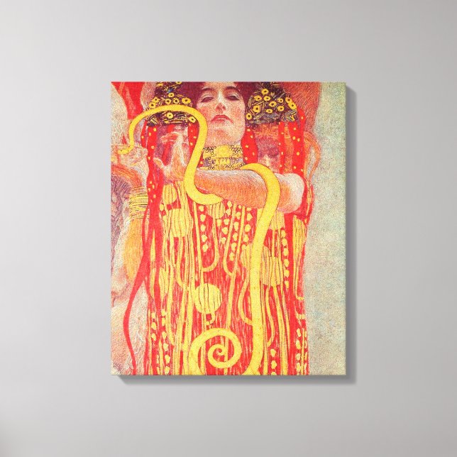 Lienzo Gustav Klimt Red Woman Gold Snake Pintura (Anverso)