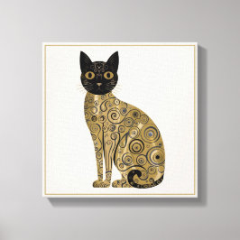 Lienzo Gustav Klimt Style Black Cat Art