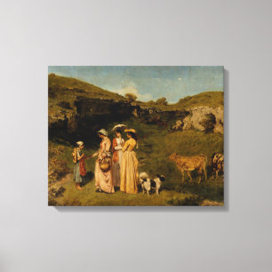 Lienzo Gustave Courbet - Jóvenes damas de la aldea