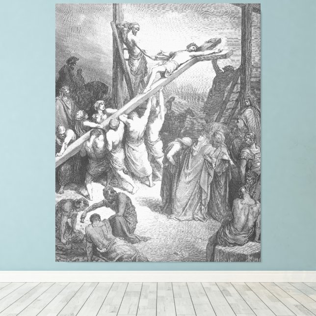 Lienzo Gustave Doré - Lucas 23B La Cruz es Levantada (Insitu (piso de madera))