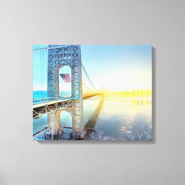 Lienzo GWB conectando Fort Lee NJ y Manhattan NYPlus (Anverso)