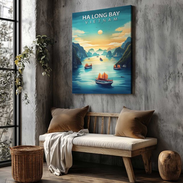 Lienzo Ha Long Bay Vietnam Canvas Print Travel Poster (Ha Long Bay Vietnam Canvas Print Travel Poster by TinkPrints.)