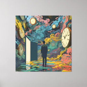 Lienzo Habitación de figura surrealista Relojes giratorio