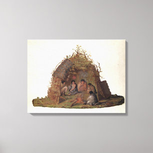 Lienzo Habitantes de la isla de Terra del Fuego