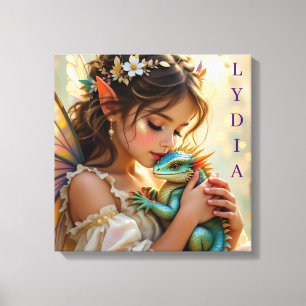 Lienzo Hada y Dragón Místicos Personalizados