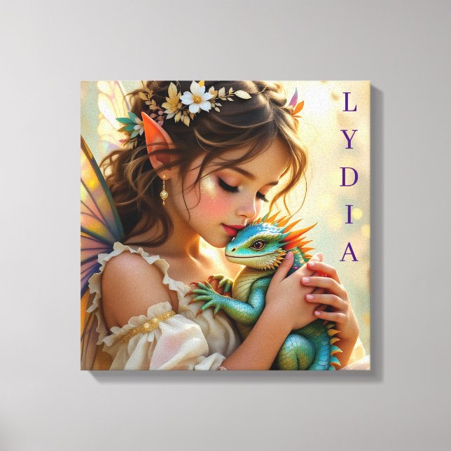Lienzo Hada y Dragón Místicos Personalizados  (Anverso)