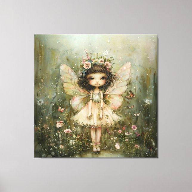 Lienzo Hadas caprichosas y flores silvestres (Anverso)