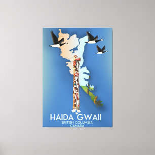Lienzo haida gwaii Columbia Británica mapa canadiense