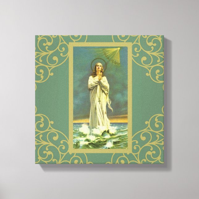 Lienzo Hail Mary Star of the Sea Ave Maris Rosary (Anverso)
