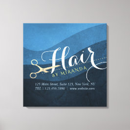 Lienzo Hair Salon Hairstylist modernas tijeras azules y d