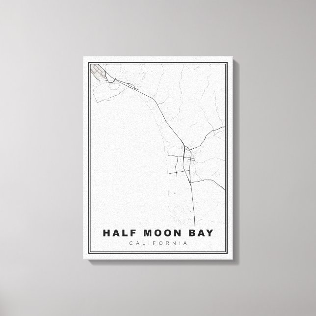 Lienzo Half Moon Bay Map (Anverso)