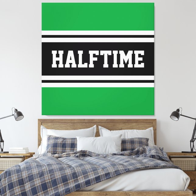 Lienzo HALFTIME Kelly Rayas de Carreras blanca verde (Insitu(Dormitorio))