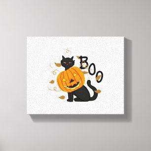 Lienzo Halloween Black cat Boo