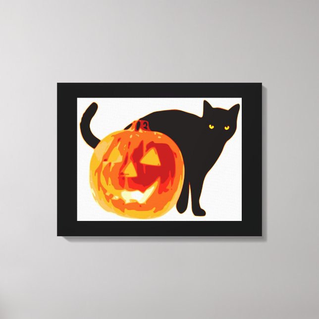 LIENZO HALLOWEEN BLACK CAT Y PUMPKIN (Anverso)