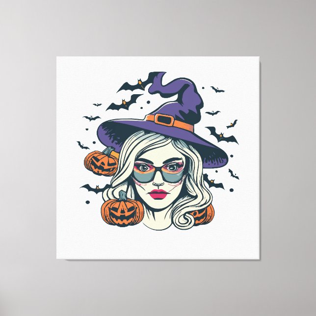 Lienzo halloween brujas divertidas halloween (Anverso)