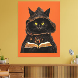 Lienzo Halloween Cat Reading Preys Anatomy Spell List
