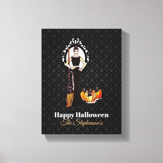 Lienzo Halloween Classic Elegante Vestido largo negro (Anverso)