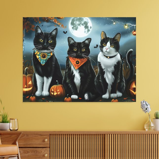 Lienzo Halloween con gatos de Tuxedo (Insitu (Sala de estar))