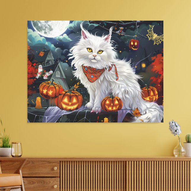 Lienzo Halloween de gatos angora turca espeluznante (Insitu (Sala de estar))