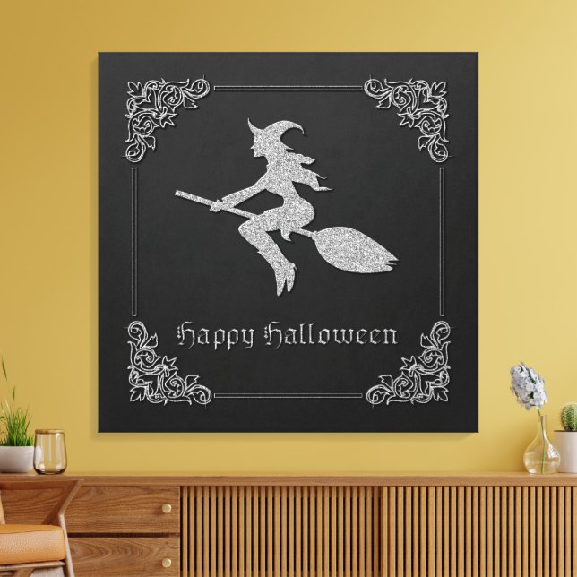 Lienzo Halloween de la Bruja Voladora de Plata (Insitu (Sala de estar))